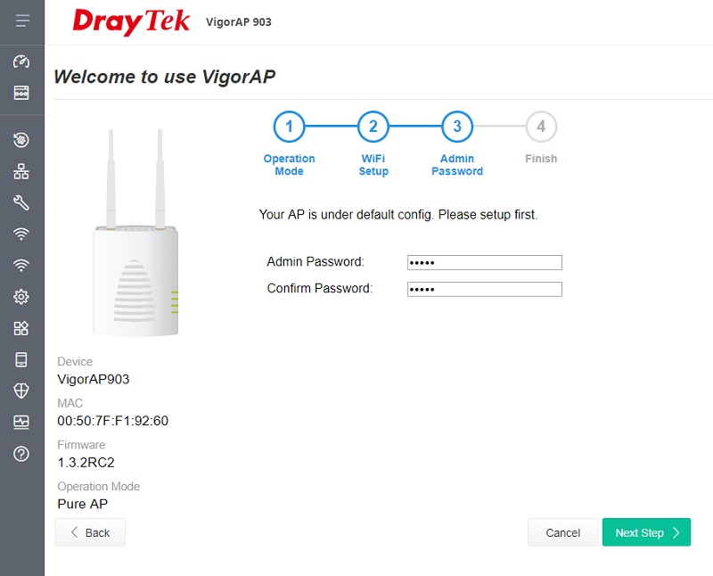 a screenshot of VigorAP's Web UI